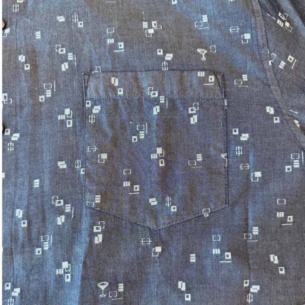 Tommy Bahama Mens Button Up Shirt XXL Blue Geometric Long Sleeve Casual Preppy - Picture 5 of 9